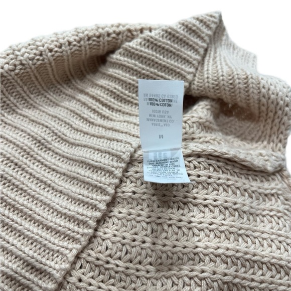 Aerie Ribbed Knit V-Neck Pullover Sweater | Cream / Light Pink | Size Medium - Picture 10 of 11